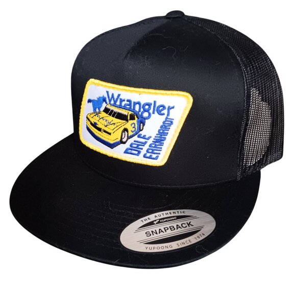 Dale Earnhardt Wrangler #3 Snapback Trucker Hat By Yupoong Black Mesh NEW NWT - Picture 1 of 5